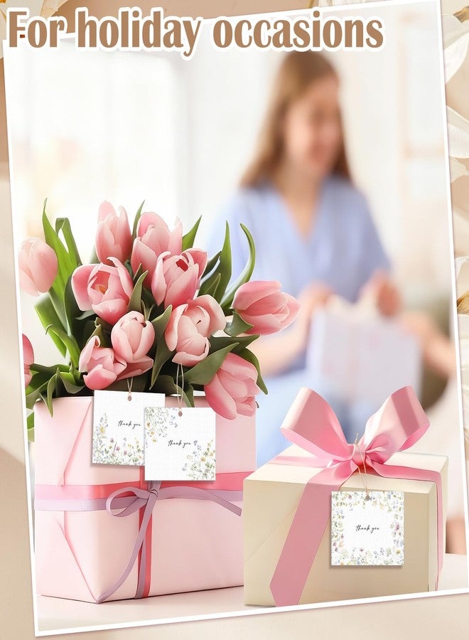 Eaasty 60 Pack Floral Thank You Gift Tags with 60 Twine Strings, 2 x 3 in Watercolor Wild Floral Flower Paper Tags in 6 Designs for Weddings, Bridal & Baby Showers, Birthday Party Favors DIY Crafts - Image 5